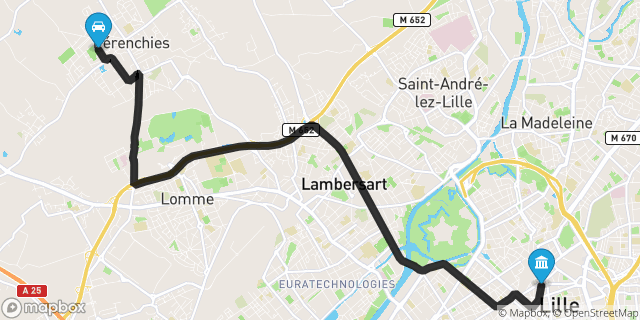 Itinéraire vers Lille