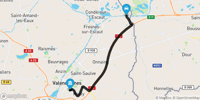 Itinéraire vers Valenciennes