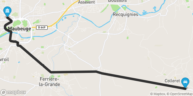 Itinéraire vers Maubeuge