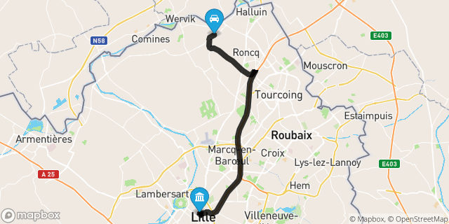 Itinéraire vers Lille