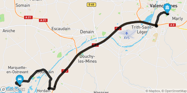 Itinéraire vers Valenciennes