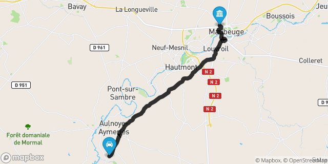 Itinéraire vers Maubeuge