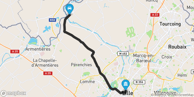 Itinéraire vers Lille
