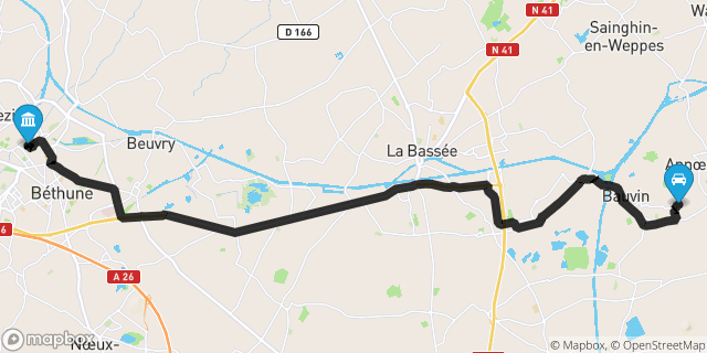 Itinéraire vers Béthune
