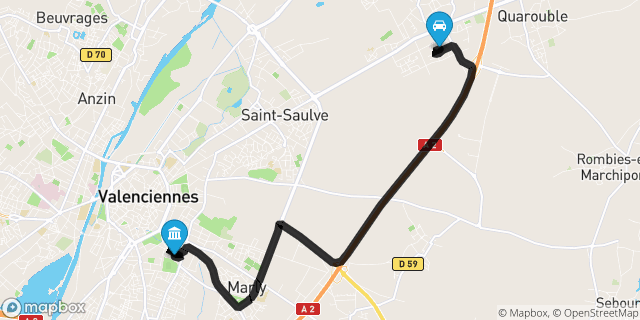 Itinéraire vers Valenciennes