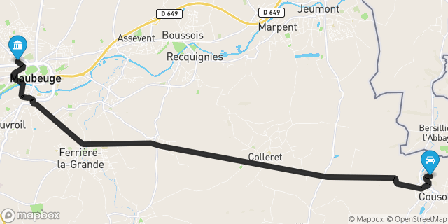 Itinéraire vers Maubeuge