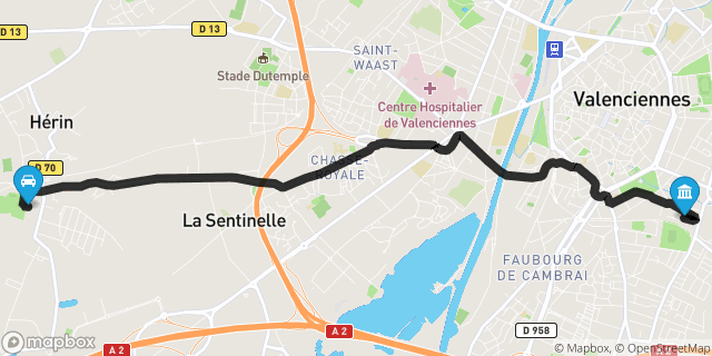 Itinéraire vers Valenciennes