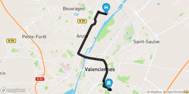 Itinéraire vers Valenciennes