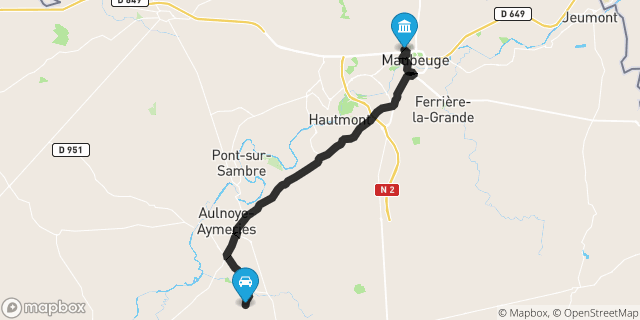 Itinéraire vers Maubeuge
