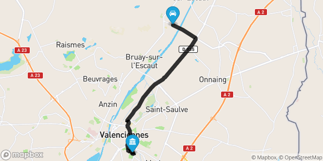 Itinéraire vers Valenciennes