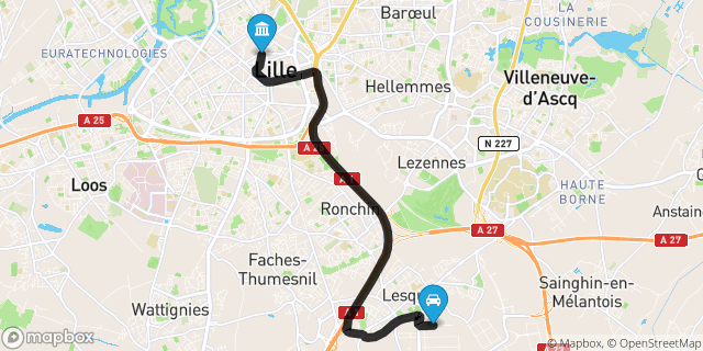 Itinéraire vers Lille