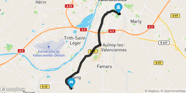 Itinéraire vers Valenciennes