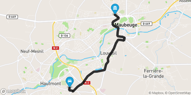 Itinéraire vers Maubeuge