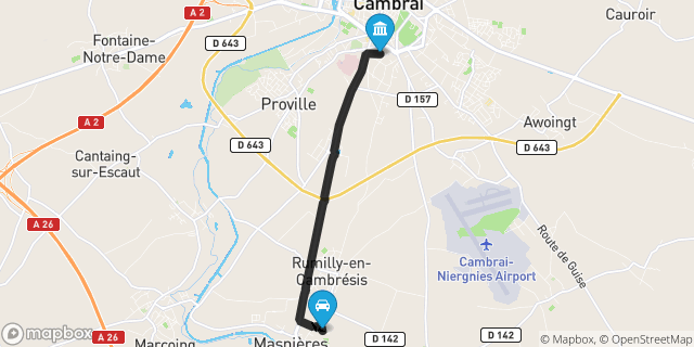 Itinéraire vers Cambrai