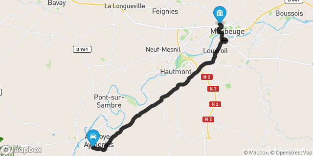 Itinéraire vers Maubeuge