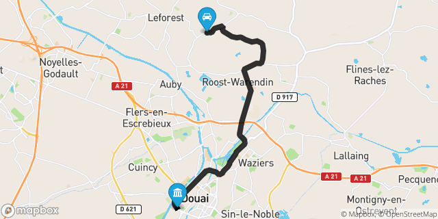 Itinéraire vers Douai
