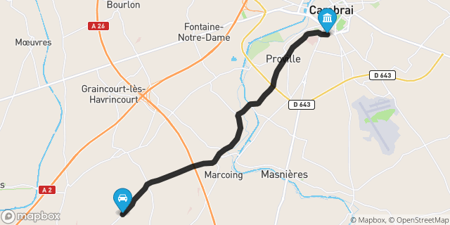 Itinéraire vers Cambrai
