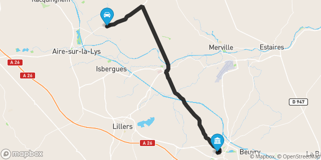 Itinéraire vers Béthune