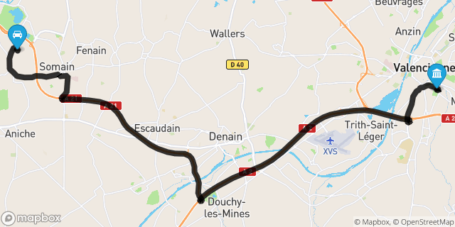 Itinéraire vers Valenciennes