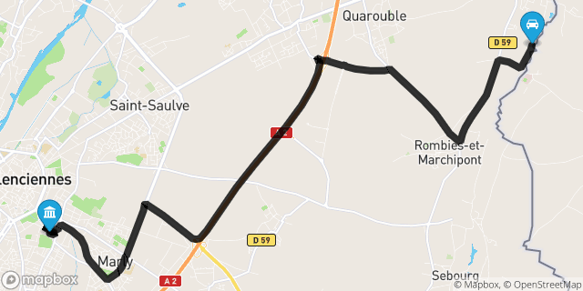 Itinéraire vers Valenciennes