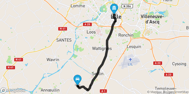 Itinéraire vers Lille