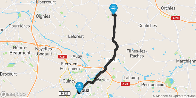 Itinéraire vers Douai