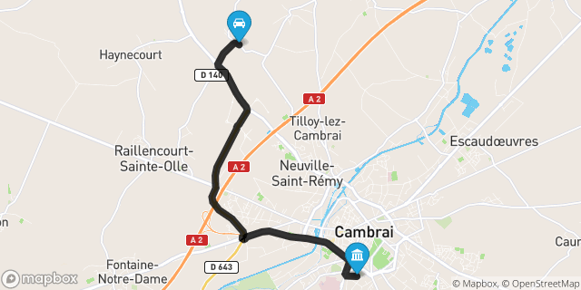 Itinéraire vers Cambrai