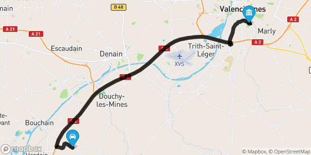 Itinéraire vers Valenciennes