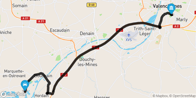 Itinéraire vers Valenciennes