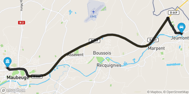 Itinéraire vers Maubeuge
