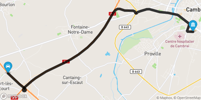 Itinéraire vers Cambrai