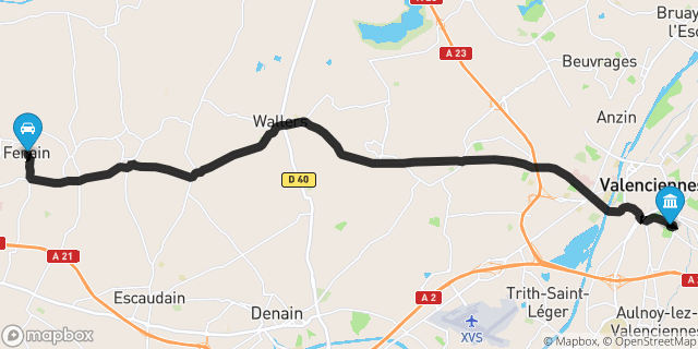 Itinéraire vers Valenciennes