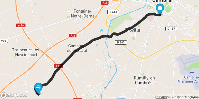 Itinéraire vers Cambrai