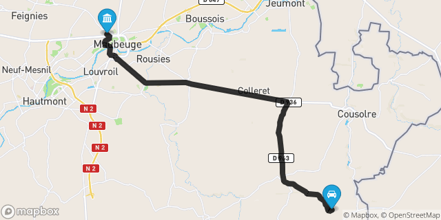 Itinéraire vers Maubeuge