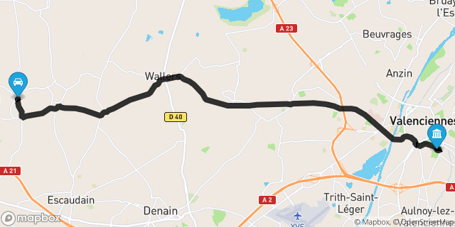 Itinéraire vers Valenciennes