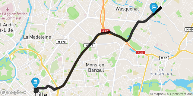 Itinéraire vers Lille