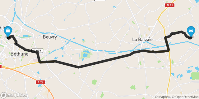 Itinéraire vers Béthune