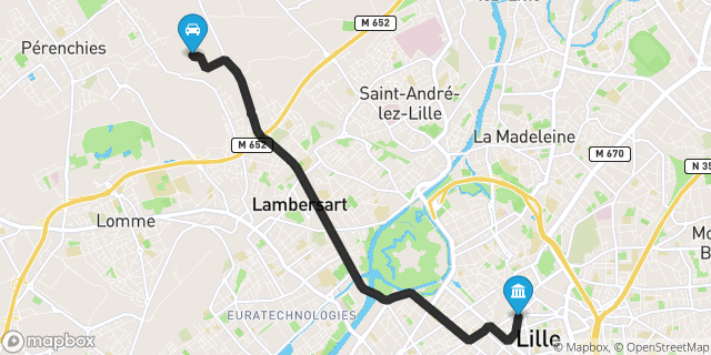Itinéraire vers Lille