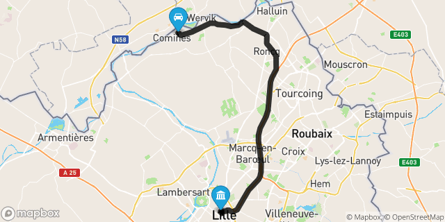 Itinéraire vers Lille
