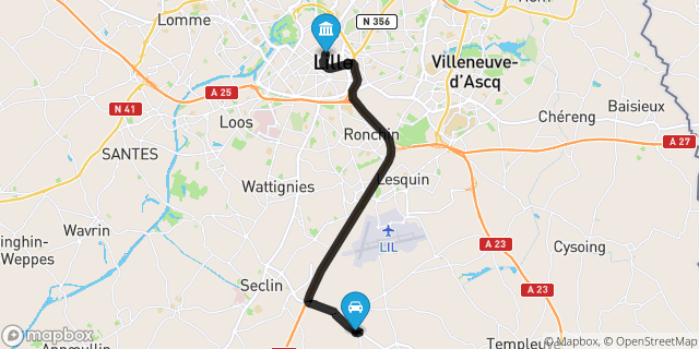 Itinéraire vers Lille