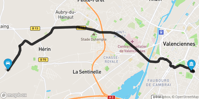 Itinéraire vers Valenciennes