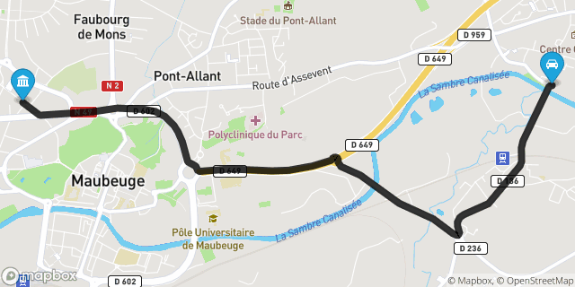 Itinéraire vers Maubeuge