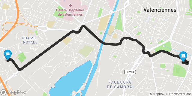 Itinéraire vers Valenciennes