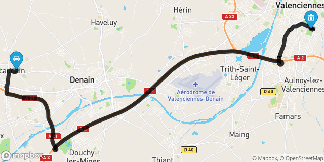 Itinéraire vers Valenciennes