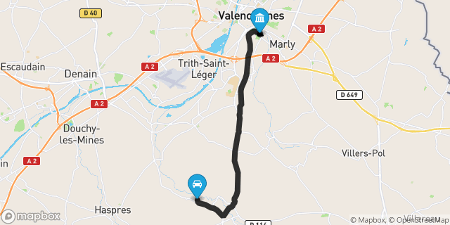 Itinéraire vers Valenciennes