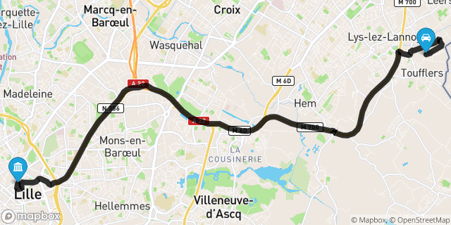 Itinéraire vers Lille