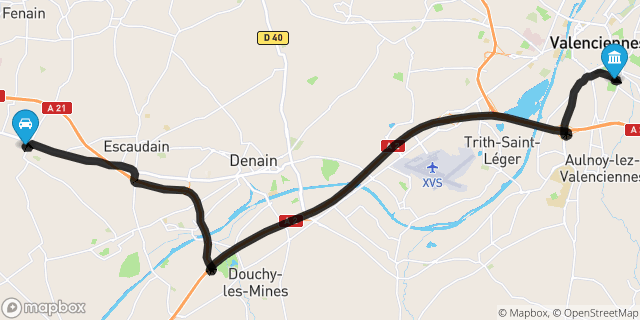 Itinéraire vers Valenciennes
