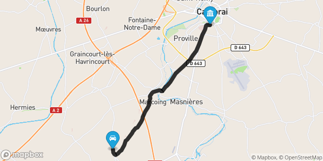 Itinéraire vers Cambrai