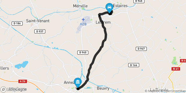 Itinéraire vers Béthune