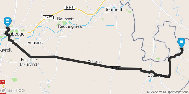 Itinéraire vers Maubeuge
